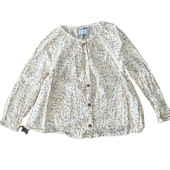 Old Navy Long Sleeve with Crew Neck Blouse Ivory and Tiny Flowers 5T - Picture 1 of 11